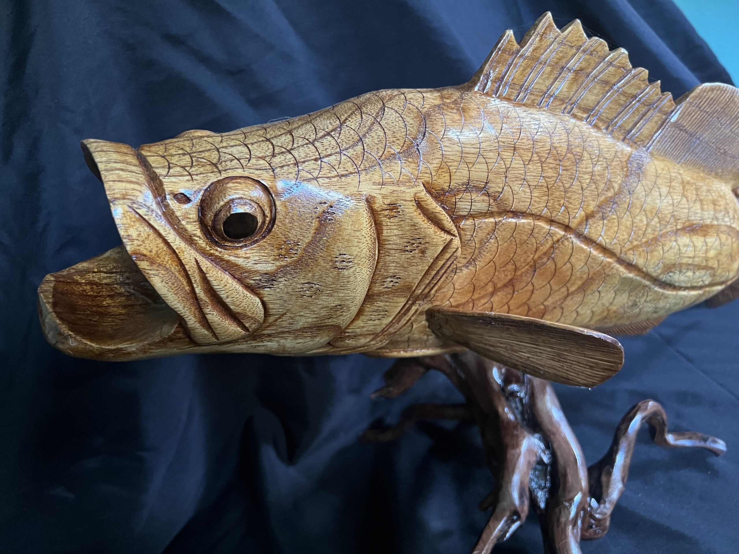 Rosewood Fish Carving Sculpture